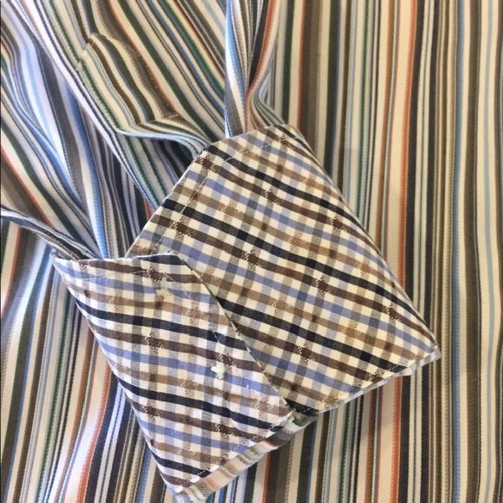 Thomas Dean Mens Woven Cotton Stripe Shirt - Picture 4 of 5